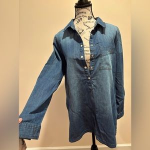 Light Weight Denim Snap Front Shirt Boho Festival style by EST 1946 size L